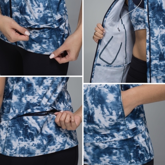 Lululemon Light Speed Vest Sz 8 blue/grey tie dye - Picture 3 of 8